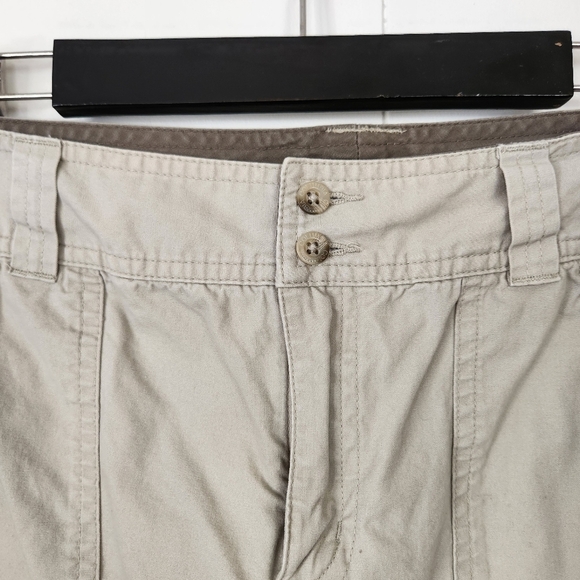 Columbia Beige Cotton Cropped Mid Rise Wide Leg Crop Hiking Capri Summer Travel - Picture 3 of 8